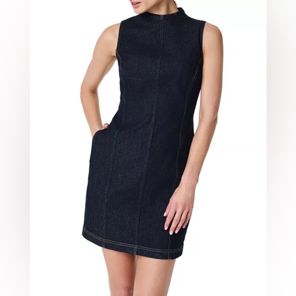 SPANX Denim Jean Stretch Seamed Shift Dress Medium